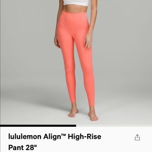 Raspberry cream colored Lululemon Align High-Rise Pant 28”